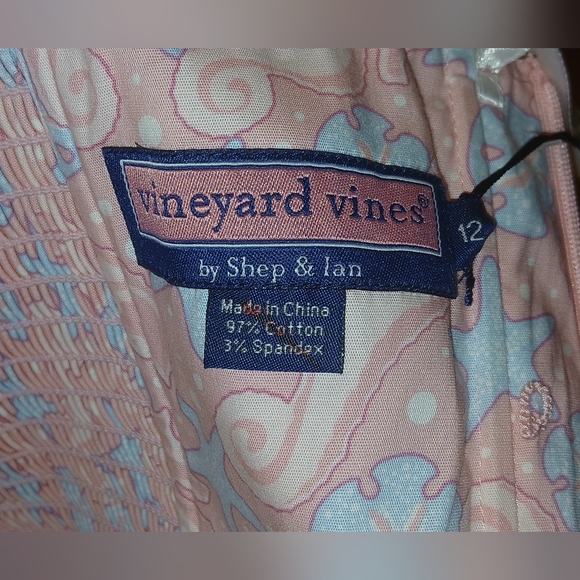 NWT Vineyard Vines Smocked Strapless Pink and Blue Seahorse Seaside Dress 12 - Picture 4 of 9